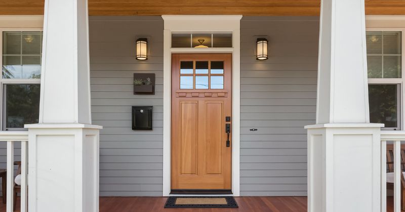 installed wood front door in the UK