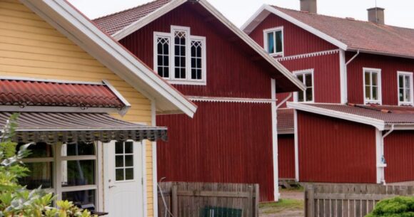 Red House in the UK with timber wood accents.